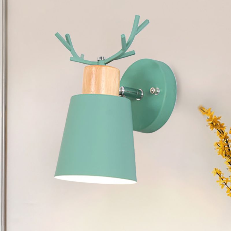 Rotatable Macaron Loft Green Wall Sconce Bucket Shade 1 Head Metal Wall Lamp for Foyer