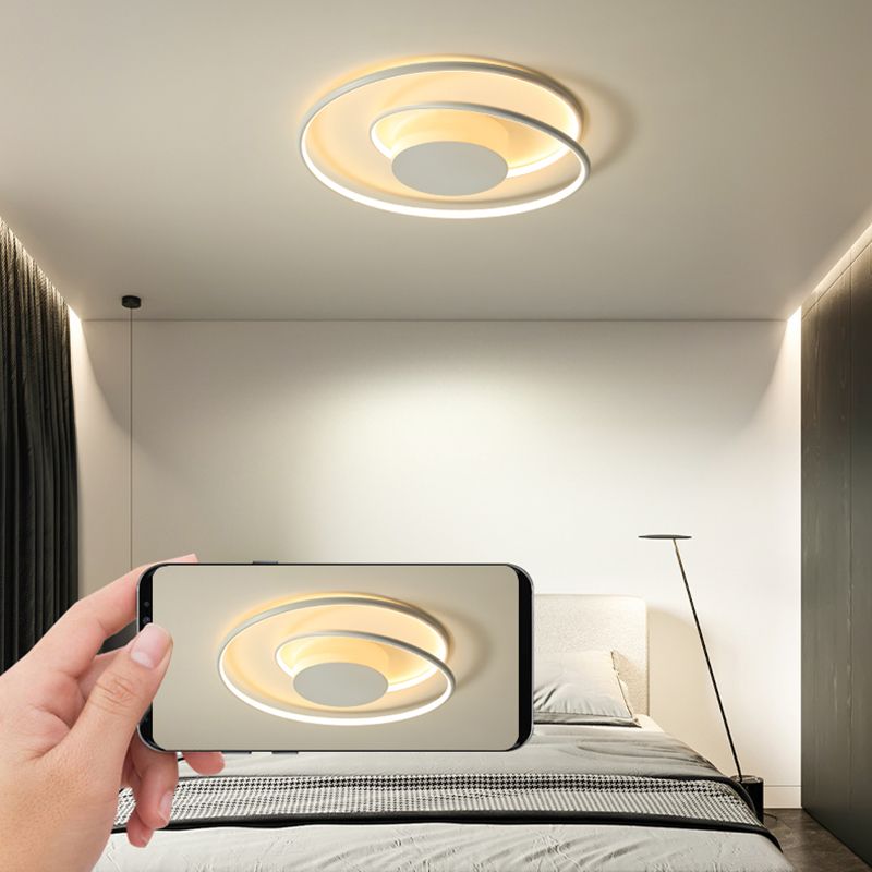 Line Shape LED Ceiling Lamp Modern Aluminium 1 Light Flush Mount for Study Bedroom