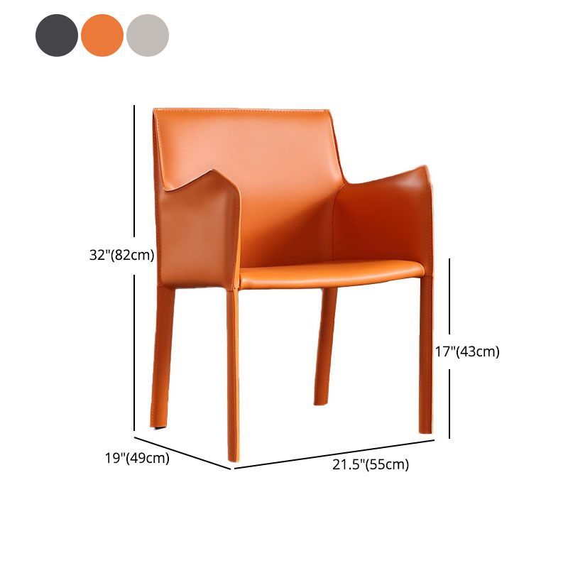 Solid Back Dining Chair Designer Style Leather Meeting Room Arm Chair