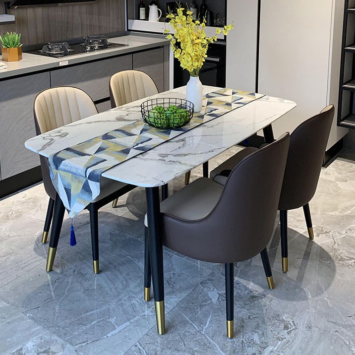 Modern Dining Table White Rectangle Table with 4 Legs for Dining Room