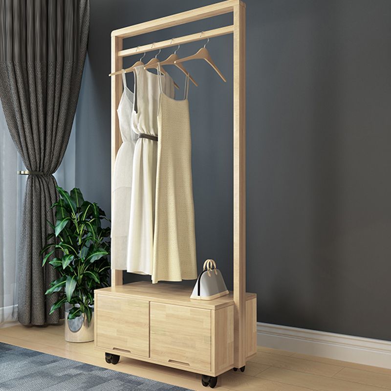 Bedroom Wooden Wardrobe Armoire Modern Movable Armoire with Drawers