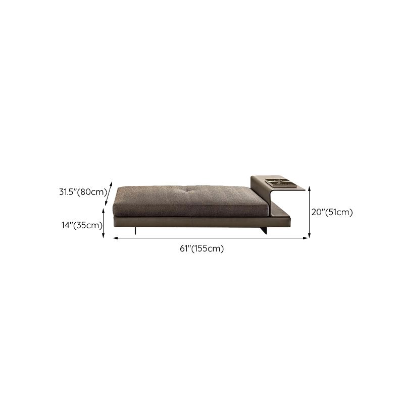 Contemporary Genuine Leather Sofa Square Arm Loose Back Sofa with Table