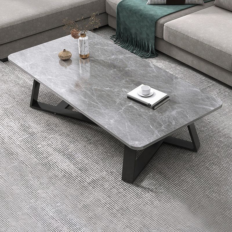 Cross Table Base Design Rectangular Faux Wood Table Ornate Style Coffee Table