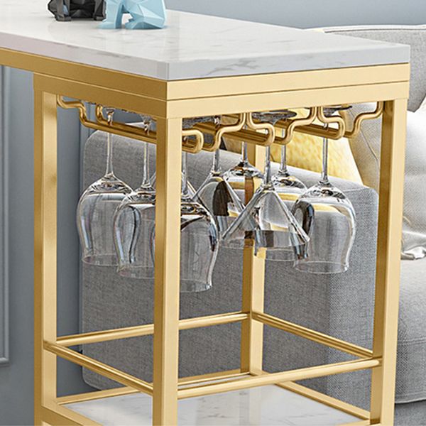 Mesa de altura de barra de doble pedestal de pub rectangular de mármol Mesa de altura de barra de doble pedestal, solo mesa