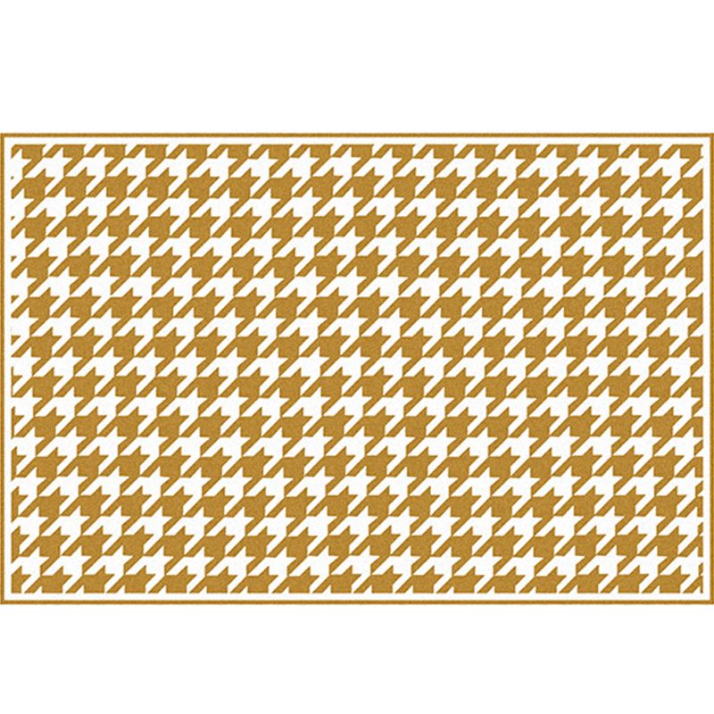 Modern Houndstooth Pattern Rug Polyester Area Rug Non-Slip Backing Carpet for Living Room