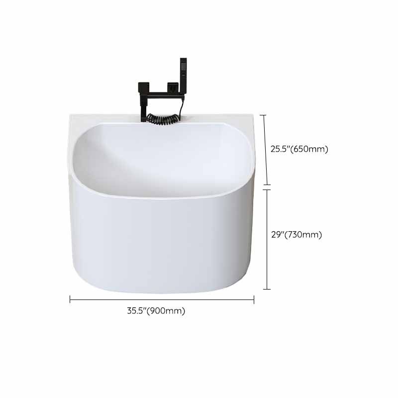 Modern Corner White Acrylic Bathtub Back to Wall with Drain Bath Tub
