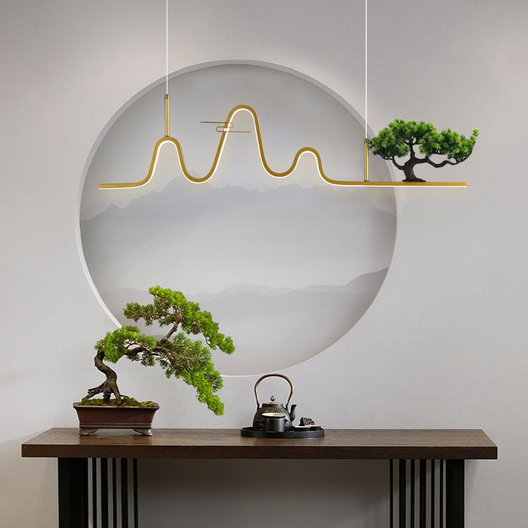 Linear Shape Island Light Modern Style Metal Single Light Pendant Light