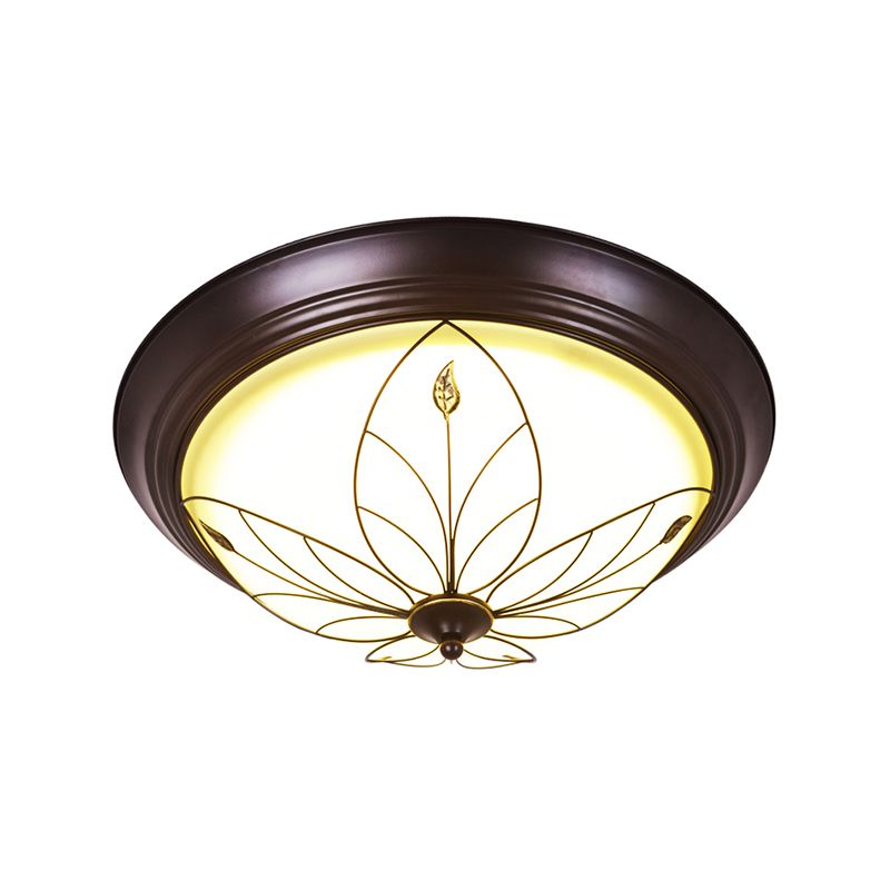 LED Frosted Glass Flush Light Fixture Traditional White Bowl Corridor Ceiling Lighting in Warm/White Light, 13"/19.5" Wide