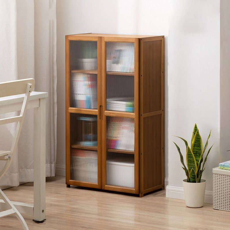 Contemporary Closed Back Bamboo Bookshelf Acrylic Bookcase with Cabinets