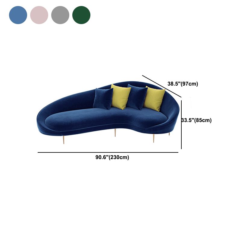 Contemporary Velvet Solid Color 33.46" H Curved Slope Arm Sofa