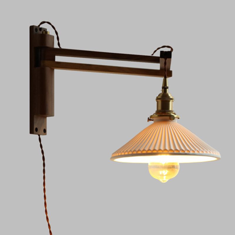 Japanese-Style Retro Style Armed Vanity Light Wood Single Vanity Light