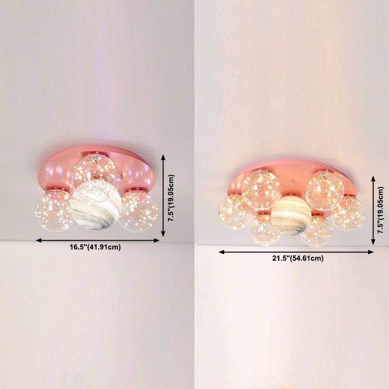 Round Shade Multi-Lights Glass Flush Mount Modern Style Flush Mount Ceiling Lighting Fixture