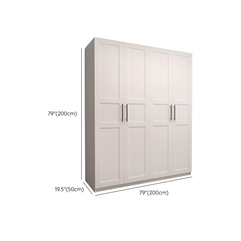 White Wood Wardrobe Cabinet With Drawers and Clothes Hanging Rod Storage Armoire