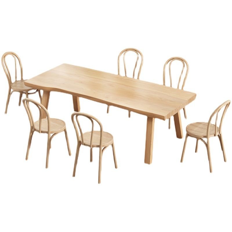 Modern Dining Set 1/2/5/7 Pcs Rectangle Solid Wood Dining Table and Chairs
