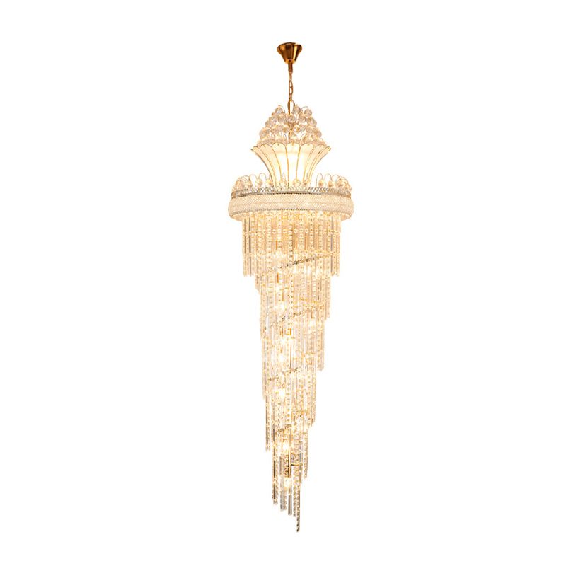 Gold 12 têtes lustre éclairage moderne en cristal en croi du lustre en spirale