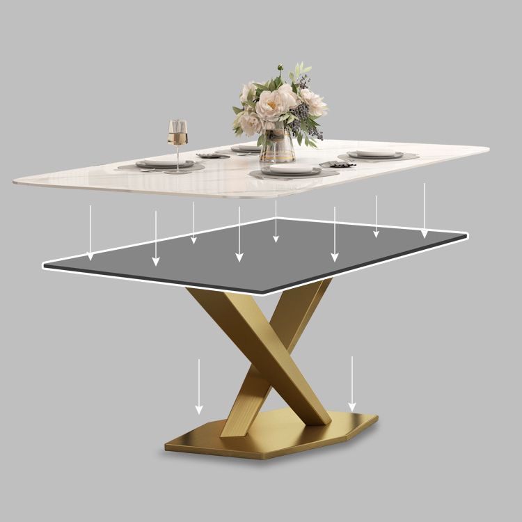 Luxury Sintered Stone Top Dining Set Rectangle 1/4/5/6/7 Pieces Dining Table with Chairs
