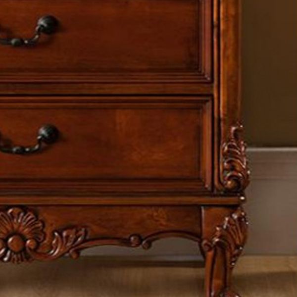 Traditional Rubber Wood Storage Chest Bedroom Chest with Drawers