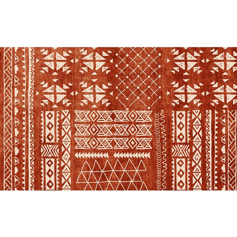 Retro Indian Style Rug Multi Color Geometric Carpet Pet Friendly Anti-Slip Stain Resistant Rug for Home Decoration