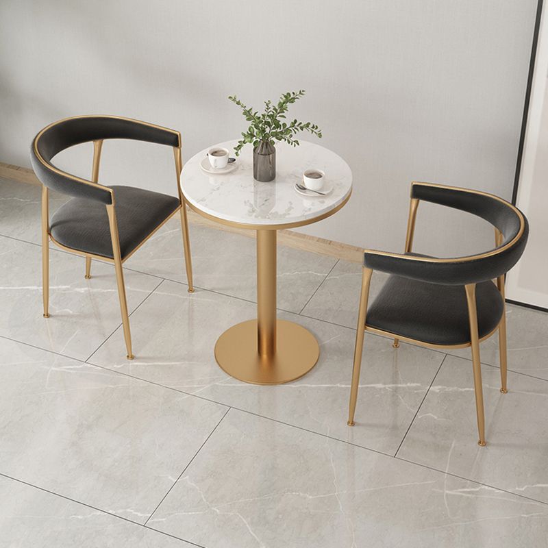 Silla de comedor con brazo de metal Glam, respaldo abierto, silla lateral para uso doméstico