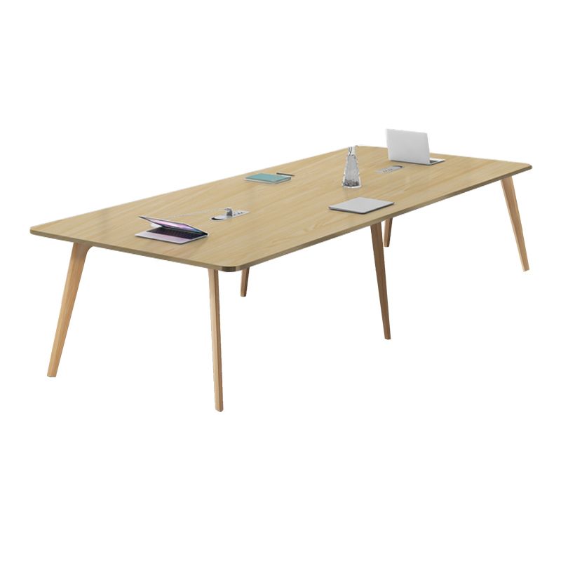 Mesa rectangular contemporánea de madera maciza, mesa superior de madera con 4 patas