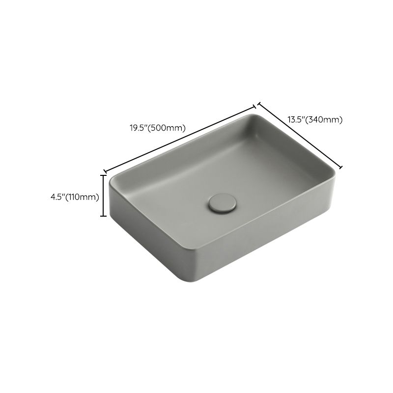 Modern Bathroom Sink Porcelain Rectangular with Pop-Up Drain Vessel Lavatory Sink
