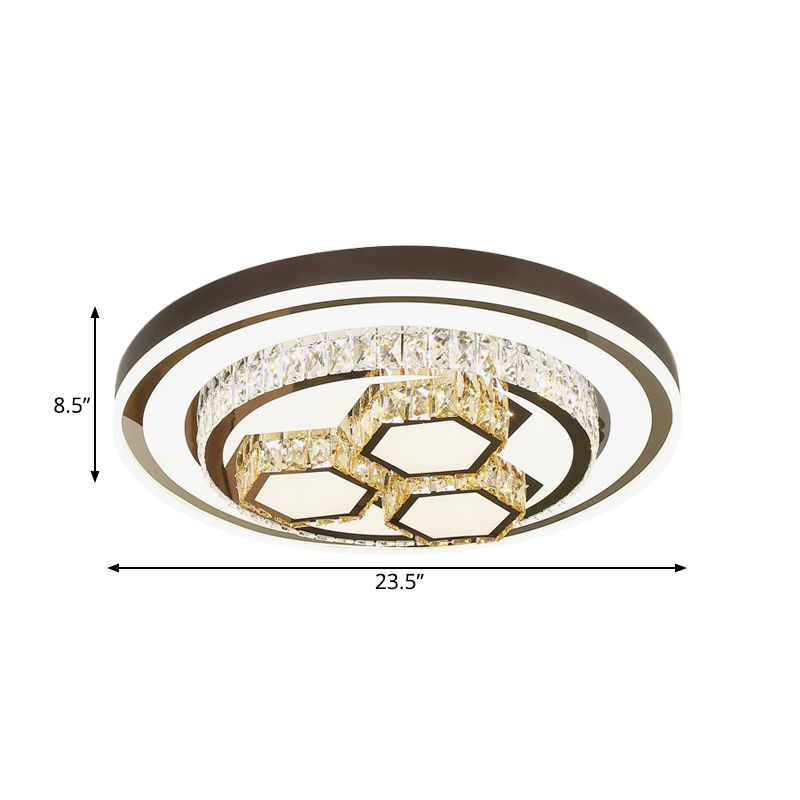 Chrome Finish LED Ceiling Lamp Modern Crystal Geometry Flush Mounted Light for Bedroom