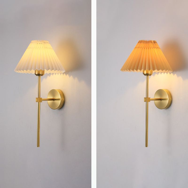 American Style Vanity Light Cone Shape Vanity Lamp with Fabric Shade for Shower Room