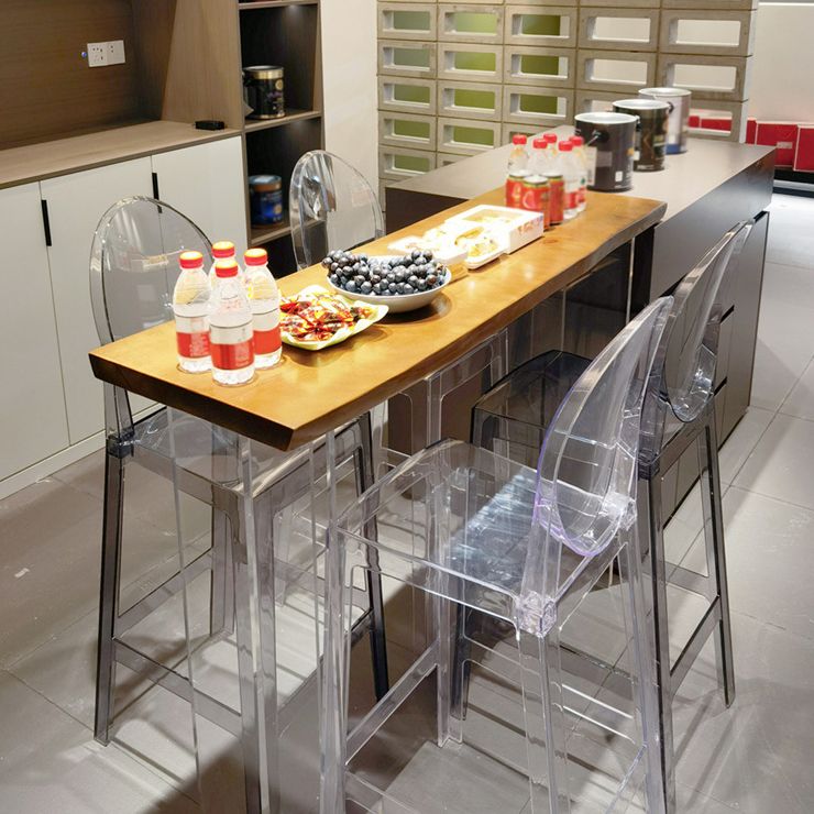 Ash Wood Bar-height Table with Acrylic Base Modern Rectangle Pub Table