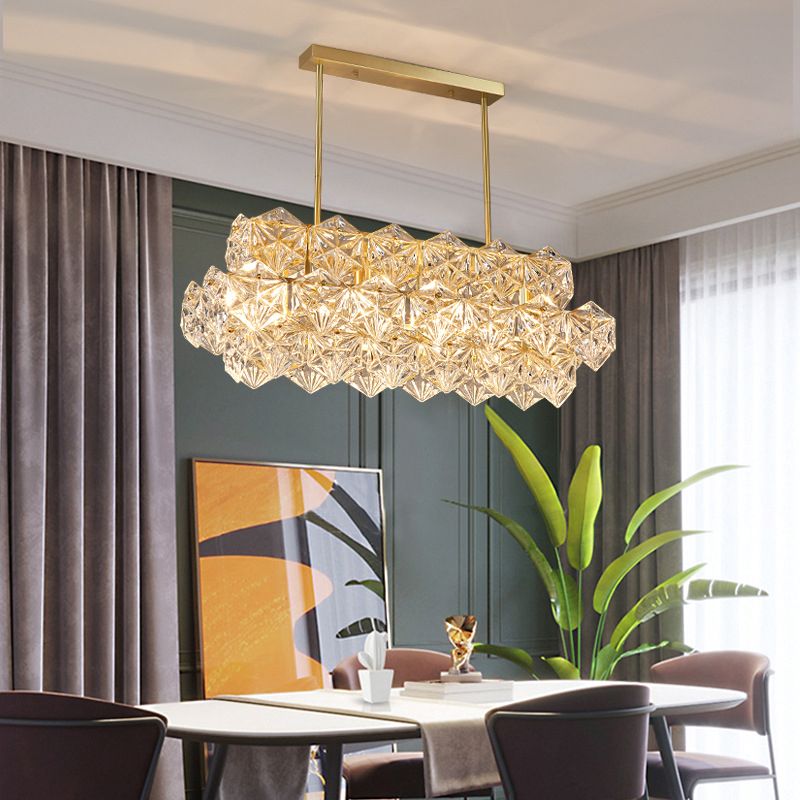 Modernism Golden Ceiling Light Crystal Kitchen Island Lighting for Dining Room