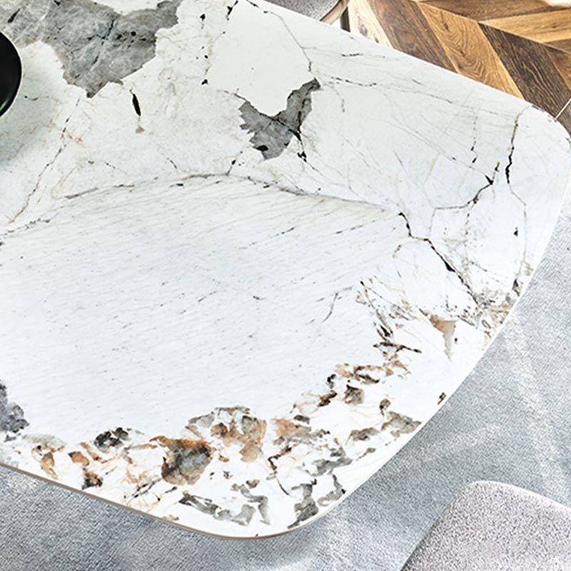 Stone Top Dining Table Contemporary Rectangle Table with Pedestal Base