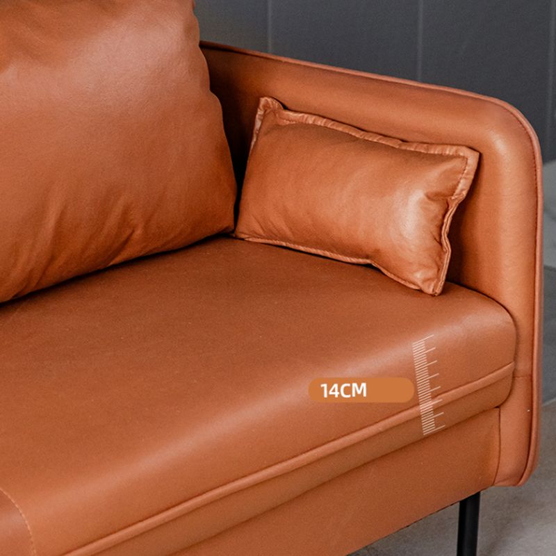 Square Arm Faux Leather Sofa Id Century Loose Back Single Cushion Sofa