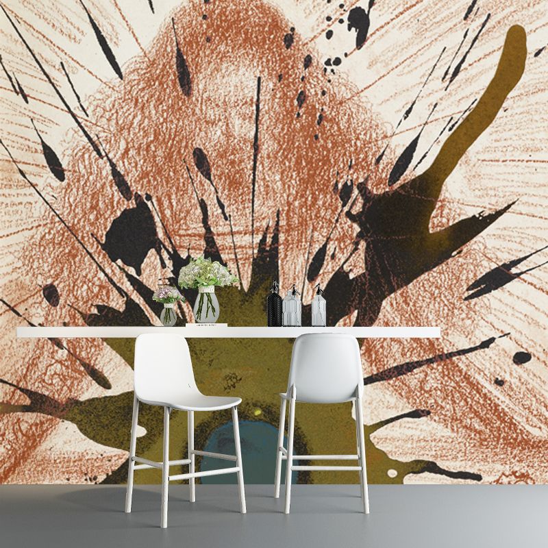 Coffee Splash Painting Mural Water-Proof Wall Covering for Living Room, Custom-Print