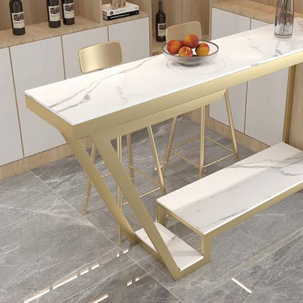 Sintered Stone Top Bar Table Industrial Rectangle Bistro Bar Height Cocktail Table