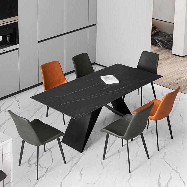 Industrial Upholstered Armless Chair Kitchen Parsons Faux Leather Side Chair