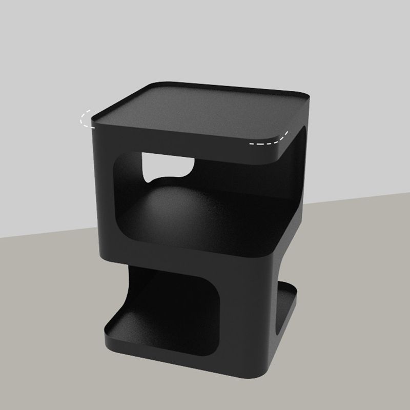 Square Iron End Table Set 21.26" Tall Metal Side Table with Storage Shelves