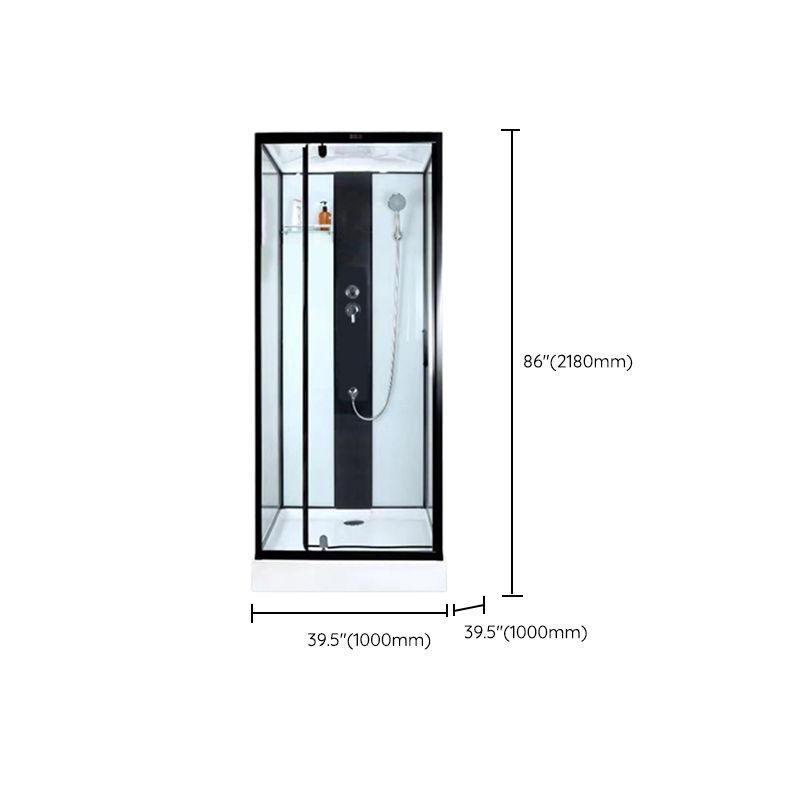 Tempered Glass Shower Stall Home Shower Stall with Towel Bar and Rain Shower