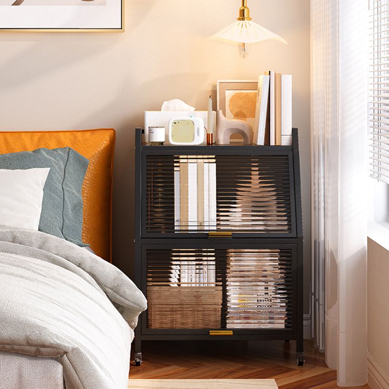 Glam Style Closed Back Bookshelf Standard Metal Bookcase for Study Room