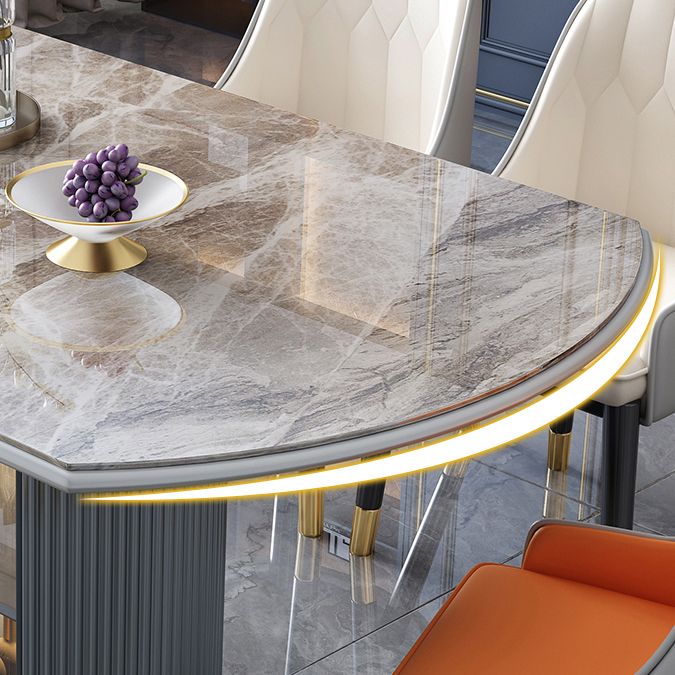 Modern Style Stone Furniture 1/5/7/9/11 Pcs Round Shape Dinette Table with Dining Chair