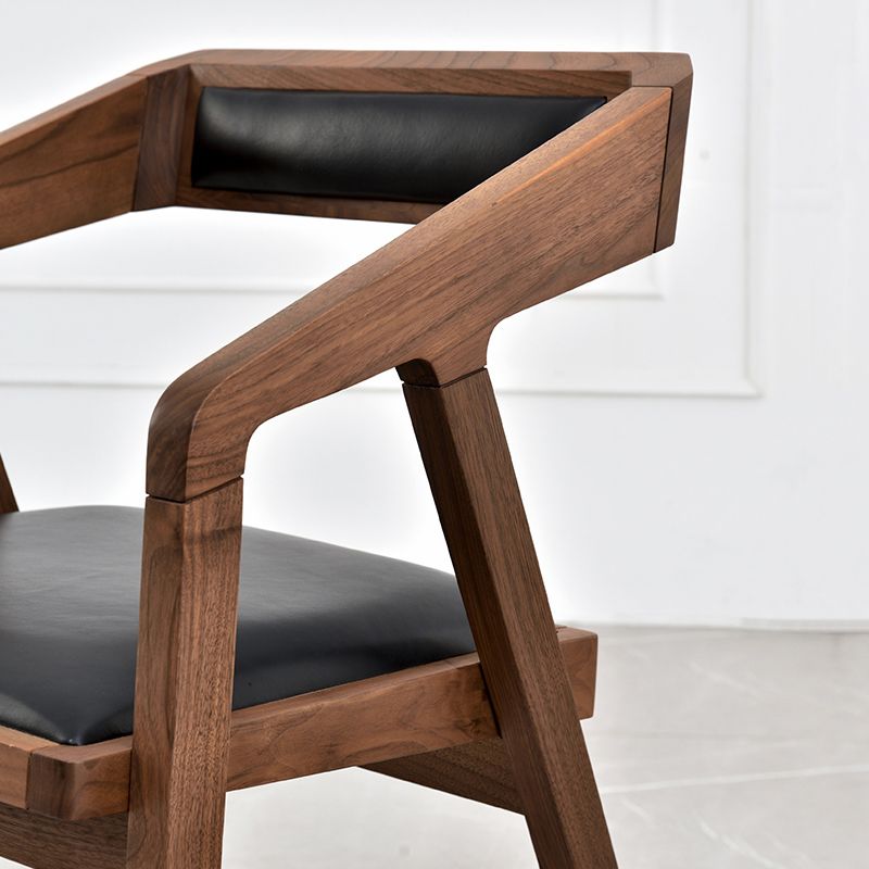 Contemporary Upholstered Arm Chair Home Walnut Wood Dining Chair