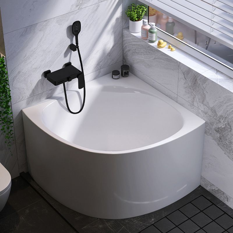 White Acrylic Corner Soaking Bath Modern Back to Wall Bathtub