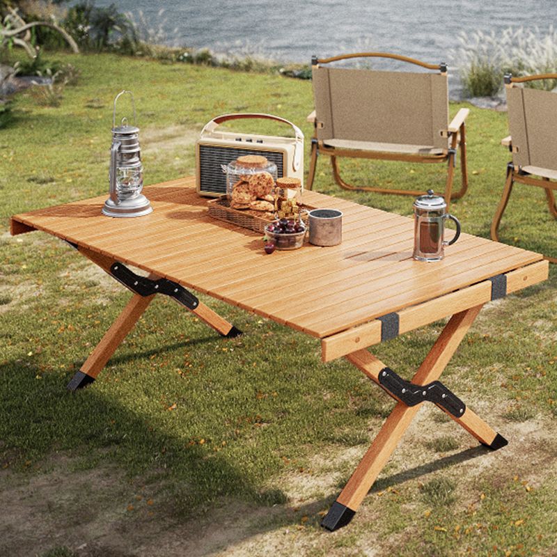 Natural Rectangular Camp Set 1/3/5 Pcs Beech Wood Fold and Store Table and Chairs