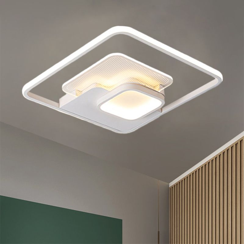 Metallic Square Flush Lamp Modern Black and White/White LED Ceiling Mounted in Warm/White Light, 16.5"/20.5" Wide