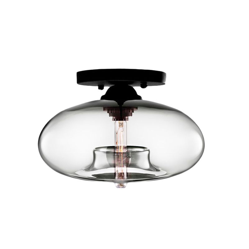 Lampe encastrée ovale en verre, Style Simple, 1 lumière claire/ambre/fumée, plafonnier pour couloir