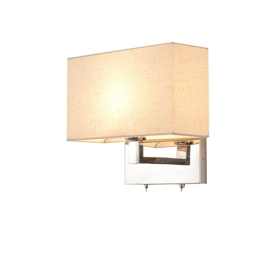 Rectangle Wall Light Sconce Simple Fabric LED Sconce Lighting in Beige for Bedroom
