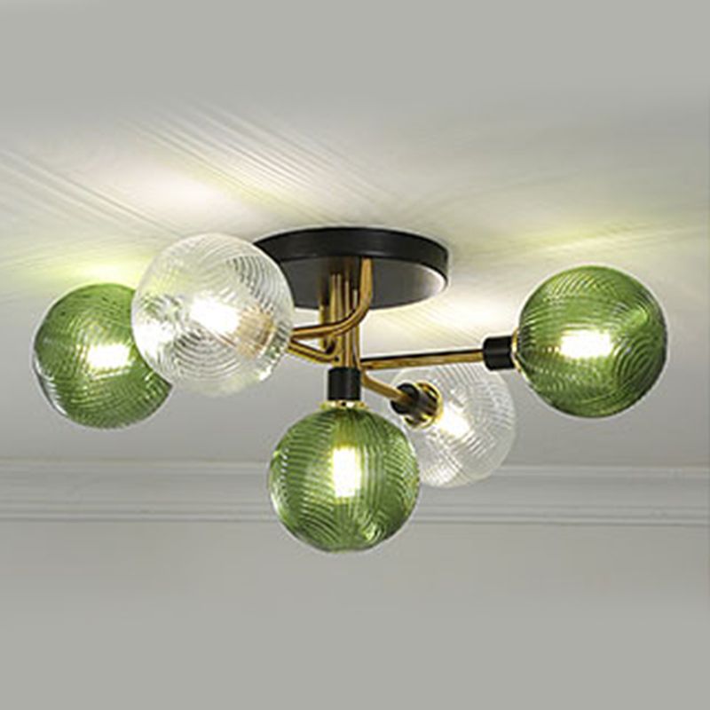 Glass Ball Shape Flush Mount Light Modern 5 Lights Flush Mount Ceiling Fixture