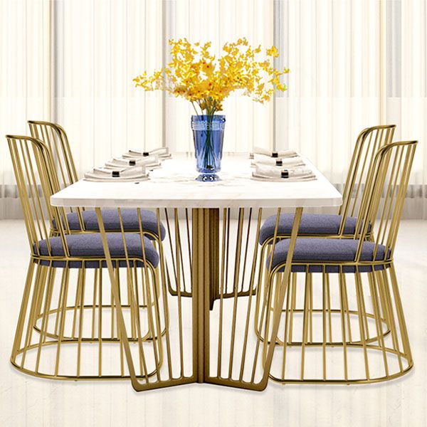 Glam Metal Dining Room Chair Windsor Back Side Chair for Home Use