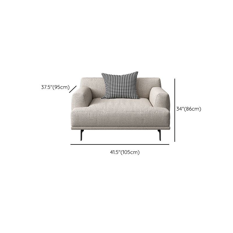 Modern Fabric Sofa Recessed Arm Seating with Pillows in White