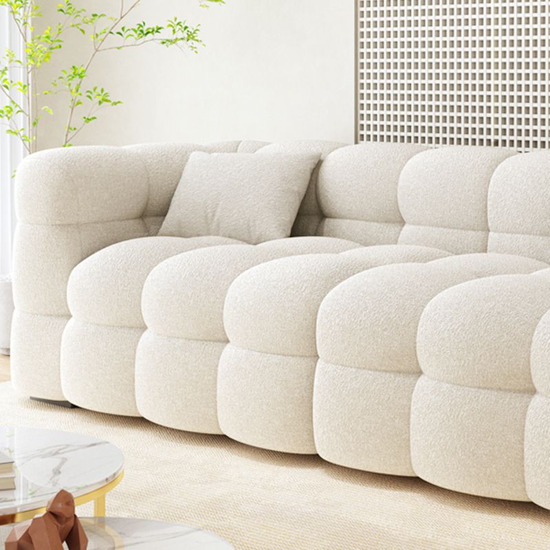 Nordic Biscuit Back Wool Sofa Tuxedo Arm 41.3"d Sofa in Cream