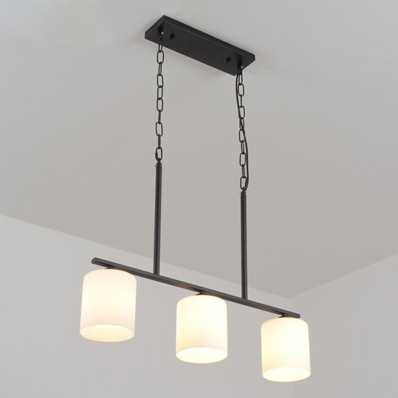 Modern Style Cylinder Chandelier Light Glass 3 Lights Hanging Ceiling Light