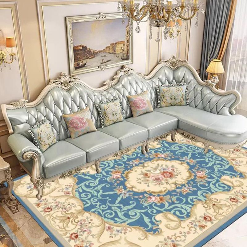 Funky Medallion Print Rug European Style Rug Polyester Stain Resistant Area Carpet for Living Room